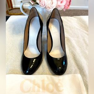 Chloé Black Parent Leather Pumps with Python Heels size 37